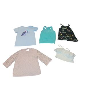 Girls Mixed Tops Bundle - Pastel Pink, Light Blue, Teal, Black Floral